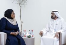 محمد بن راشد يلتقي رئيسة جمهورية تنزانيا المتحدة ويؤكد أهمية توسيع الشراكات بين حكومات العالم لدعم جهود التنمية