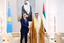 صقر غباش يستقبل رئيس مجلس الشيوخ الكازاخستاني