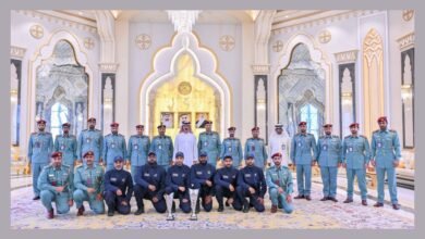 عمار بن حميد يستقبل أبطال "دفاع مدني عجمان" الفائزين بتحدي رجال الإطفاء