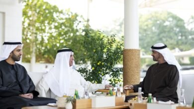 رئيس الدولة يستقبل حاكم رأس الخيمة وولي عهده