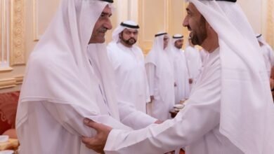 حمد الشرقي يستقبل رئيس البرلمان العربي والمهنئين بشهر رمضان بحضور ولي عهد الفجيرة