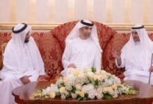 حمد الشرقي يستقبل المهنئين بشهر رمضان بحضور ولي عهد الفجيرة