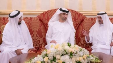 حمد الشرقي يستقبل المهنئين بشهر رمضان بحضور ولي عهد الفجيرة