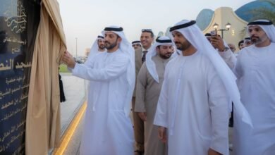 سلطان بن أحمد القاسمي يفتتح مسجد النصر بمدينة الذيد