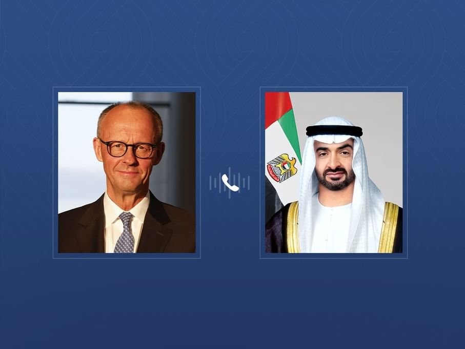 رئيس الدولة يتلقى اتصالاً هاتفياً من المستشار الألماني بحثا خلاله التطورات في المنطقة 1 رئيس الدولة يتلقى اتصالاً هاتفياً من المستشار الألماني بحثا خلاله التطورات في المنطقة