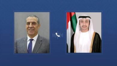 عبدالله بن زايد يدين بشدة خلال اتصال هاتفي مع حسين الشيخ الاعتداء الصاروخي الإيراني الغاشم والإرهابي على الضفة الغربية