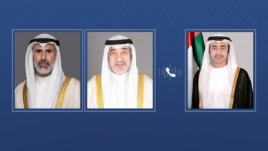 عبدالله بن زايد يعزي هاتفيا وزيري الداخلية والخارجية في دولة الكويت الشقيقة في شهيدي الإدارة العامة لأمن الحدود البرية