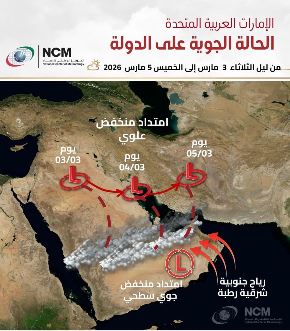 "الوطني للأرصاد" يتوقع طقساً متقلباً وأمطاراً متفرقة من الثلاثاء حتى الخميس المقبل 1 "الوطني للأرصاد" يتوقع طقساً متقلباً وأمطاراً متفرقة من الثلاثاء حتى الخميس المقبل
