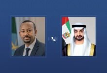 رئيس الدولة يتلقى اتصالاً هاتفياً من رئيس الوزراء الإثيوبي