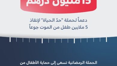 15 مليون درهم من فاعل خير دعماً لحملة "حدّ الحياة" لإنقاذ 5 ملايين طفل من الموت جوعاً