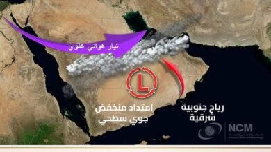 "الأرصاد": أمطار خفيفة إلى متوسطة على الدولة حتى 12 مارس