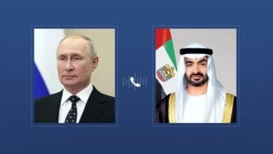 رئيس الدولة يتلقى اتصالاً هاتفياً من الرئيس الروسي بحثا خلاله التطورات في المنطقة وتداعياتها على الأمن والاستقرار الإقليميين