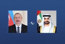 رئيس الدولة يجري اتصالاً هاتفياً مع رئيس أذربيجان أدان خلاله الاعتداءات الإيرانية التي استهدفت أراضيها