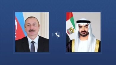 رئيس الدولة يجري اتصالاً هاتفياً مع رئيس أذربيجان أدان خلاله الاعتداءات الإيرانية التي استهدفت أراضيها