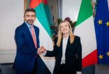 عبدالله بن زايد يلتقي رئيسة وزراء إيطاليا في روما