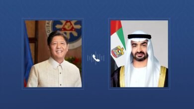 رئيس الدولة يتلقى اتصالاً هاتفياً من الرئيس الفلبيني بحثا خلاله التطورات التي تشهدها المنطقة وتداعياتها على أمنها واستقرارها