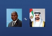 رئيس الدولة يتلقى اتصالاً هاتفياً من رئيس أفريقيا الوسطى أدان خلاله الاعتداءات الإيرانية ضد الإمارات
