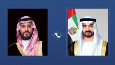 رئيس الدولة يتلقى اتصالاً هاتفياً من ولي عهد السعودية بحثا خلاله التطورات التي تشهدها المنطقة وتداعياتها على أمنها واستقرارها