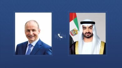 رئيس الدولة ورئيس وزراء إيرلندا يبحثان هاتفياً التطورات الإقليمية في ظل التصعيد العسكري وتداعياته على أمن المنطقة