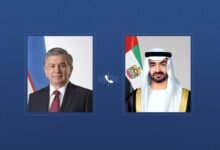 رئيس الدولة يتلقى اتصالا هاتفيا من الرئيس الأوزبكي أكد خلاله التضامن مع الإمارات إثر الاعتداءات الإيرانية على أراضيها