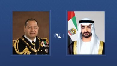 رئيس الدولة يتلقى اتصالاً هاتفياً من ملك مملكة تونغا استنكر خلاله الاعتداءات الإيرانية على أراضي الإمارات