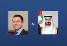 أكد تضامن بلده مع الإمارات..رئيس الدولة يتلقى اتصالاً هاتفياً من رئيس الإكوادور