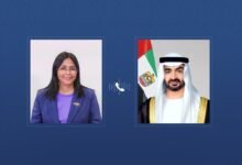 رئيس الدولة يتلقى اتصالاً هاتفياً من رئيسة فنزويلا المؤقتة أكدت خلاله التضامن مع الإمارات إثر الاعتداءات الإيرانية على أراضيها