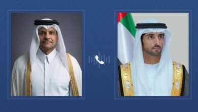 حمدان بن محمد يتلقى اتصالاً هاتفياً من وزير الدولة لشؤون الدفاع في دولة قطر