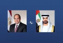 رئيس الدولة والرئيس المصري يبحثان هاتفياً تطورات الأوضاع في المنطقة