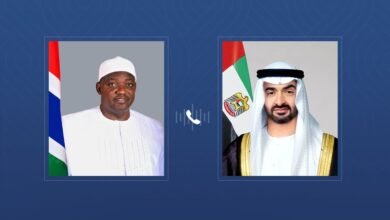 رئيس الدولة يتلقى اتصالاً هاتفياً من رئيس غامبيا أدان خلاله الاعتداءات الإيرانية ضد الإمارات