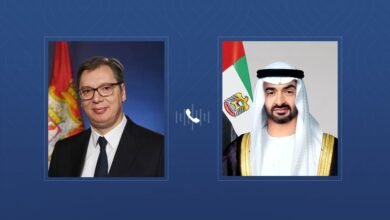 رئيس الدولة والرئيس الصربي يبحثان هاتفياً التطورات الإقليمية وتداعياتها على الأمن والاستقرار في المنطقة