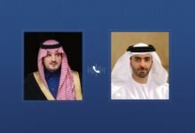 سيف بن زايد يتلقى اتصالاً هاتفياً من الأمير عبدالعزيز بن سعود