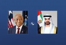 أكد التضامن مع الإمارات..رئيس الدولة يتلقى اتصالاً هاتفياً من رئيس ليبيريا