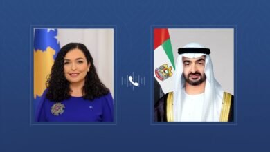 رئيس الدولة يتلقى اتصالاً هاتفياً من رئيسة كوسوفو أدانت خلاله الاعتداءات الإيرانية على أراضي الإمارات