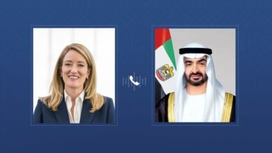 خلال اتصال هاتفي مع رئيس الدولة.. رئيسة البرلمان الأوروبي تدين الاعتداءات الإيرانية على أراضي الإمارات