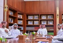 عمار بن حميد يستقبل وفد مجلس الإمارات للتنمية المتوازنة ويطلع على مشاريع مصفوت التنموية