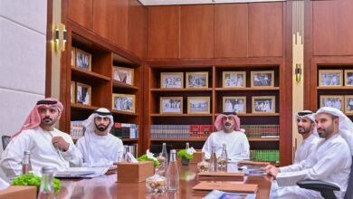 عمار بن حميد يستقبل وفد مجلس الإمارات للتنمية المتوازنة ويطلع على مشاريع مصفوت التنموية