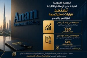 الجمعية العمومية لعنان للإستثمار القابضة تعتمد قرارات استراتيجية لتعزيز النمو والتوسع