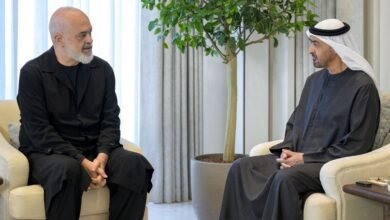 رئيس الدولة يستقبل رئيس وزراء ألبانيا