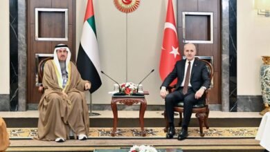 صقر غباش ورئيس البرلمان التركي يؤكدان على إدانتهما الاعتداءات الإيرانية السافرة على أراضي دولة الإمارات