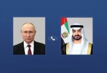 رئيس الدولة يتلقى اتصالاً هاتفياً من الرئيس الروسي