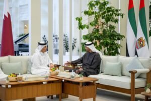 رئيس الدولة يستقبل رئيس مجلس الوزراء وزير خارجية قطر