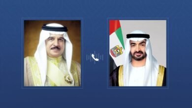رئيس الدولة يتلقى اتصالاً هاتفياً من ملك البحرين أدان خلاله الاعتداءات الإيرانية الإرهابية التي تستهدف المدنيين والمنشآت المدنية في الإمارات