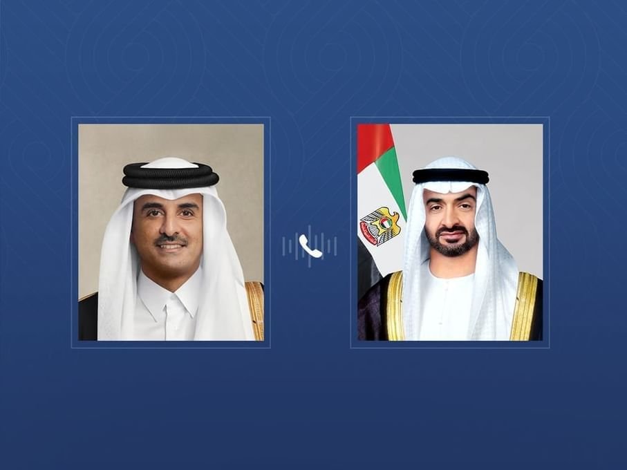 رئيس الدولة يتلقى اتصالاً هاتفياً من أمير قطر 1 رئيس الدولة يتلقى اتصالاً هاتفياً من أمير قطر