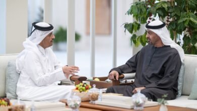 رئيس الدولة يستقبل رئيس مجلس الوزراء وزير خارجية قطر