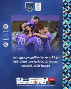 العين يتوهج بسلاح الرأسيات والضربات الركنية