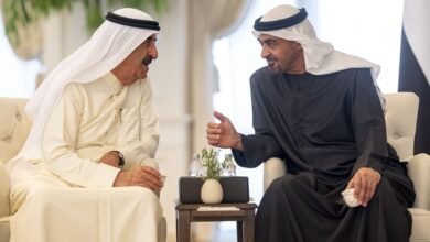 رئيس الدولة يستقبل حاكم أم القيوين وولي عهده