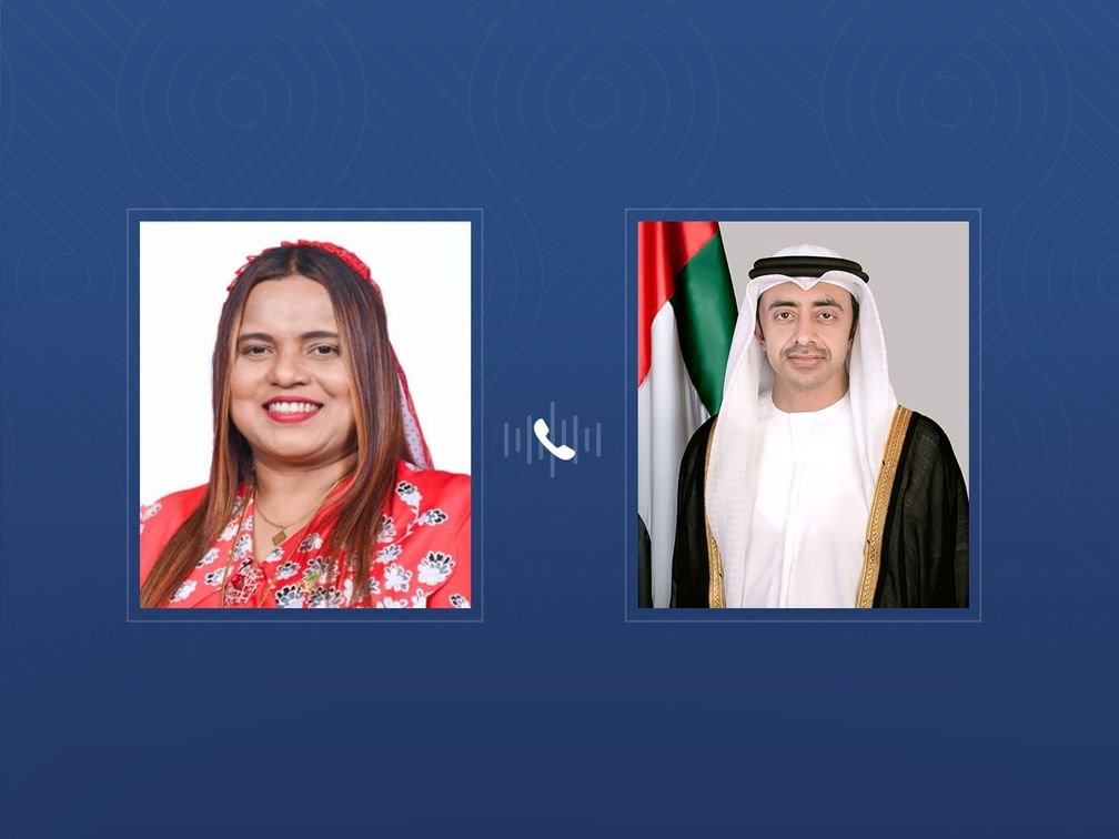 عبدالله بن زايد يهنئ هاتفياً وزيرة خارجية المالديف ويبحثان العلاقات الثنائية بين البلدين 1 عبدالله بن زايد يهنئ هاتفياً وزيرة خارجية المالديف ويبحثان العلاقات الثنائية بين البلدين