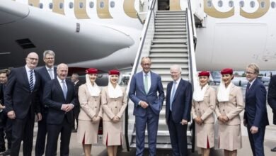 "طيران الإمارات" تستقبل المستشار الألماني على متن طائرتها "A380" خلال معرض "ILA" برلين 3 "طيران الإمارات"