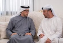 منصور بن زايد يعزي في وفاة عبيد جمعة الزعابي
